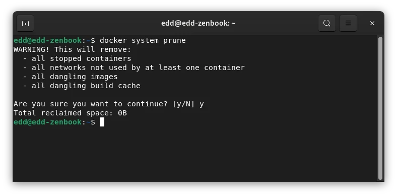 docker clear out with system prune
